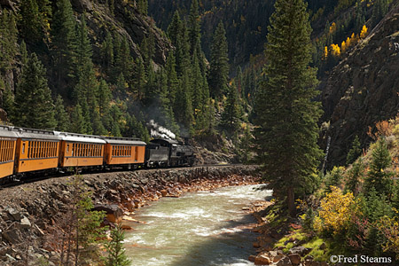 Durango and Silverton Narrow Gauge Railroad Engine 481 Animas River